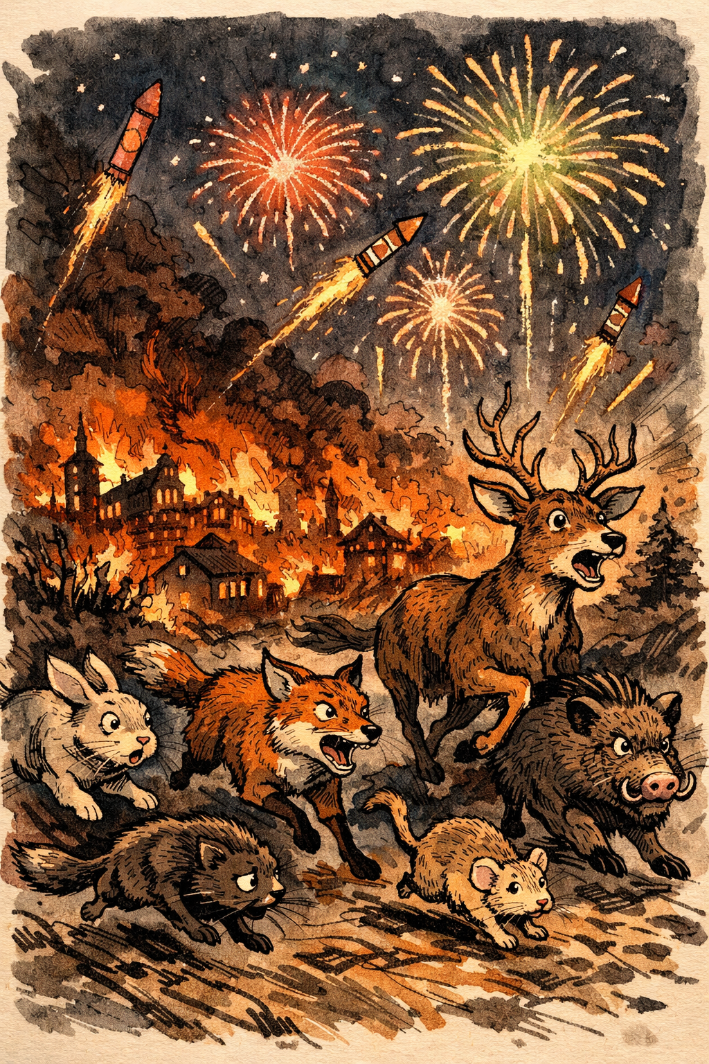 Tiere flüchten vor Böllerei an Silvester.