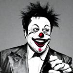 Ein Bild von Elon Musk, natürlich in seiner wahren Gestalt als Clown.