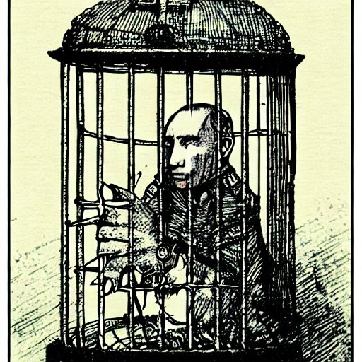 Putin sitzt in einem Käfig